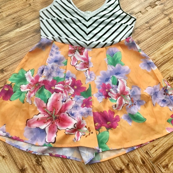 🔴 x3/$15🧡ADORABLE FLRL/STRIPED SLEEVELESS ROMPER - Picture 5 of 7